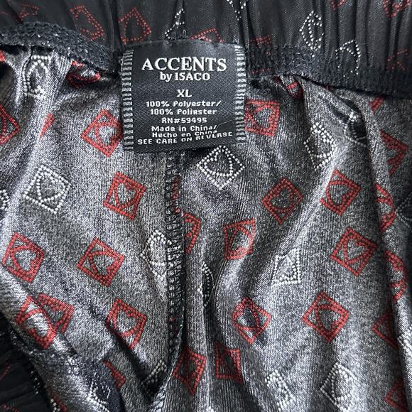 Vintage Accents by Isaco Boxer Shorts Silky Satin Size XL Black Hearts Boxers - Picture 5 of 6